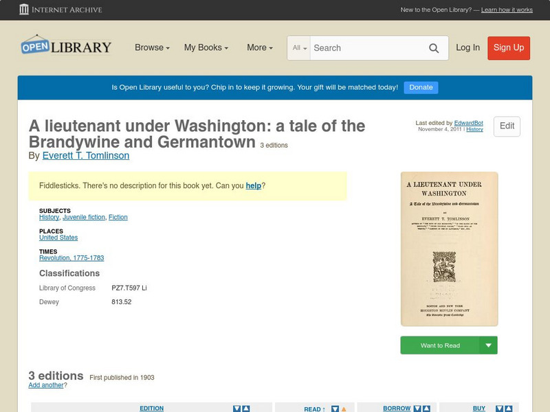 Open Library: A Lieutenant Under Washington eBook Open Library: A Lieutenant Under Washington eBook