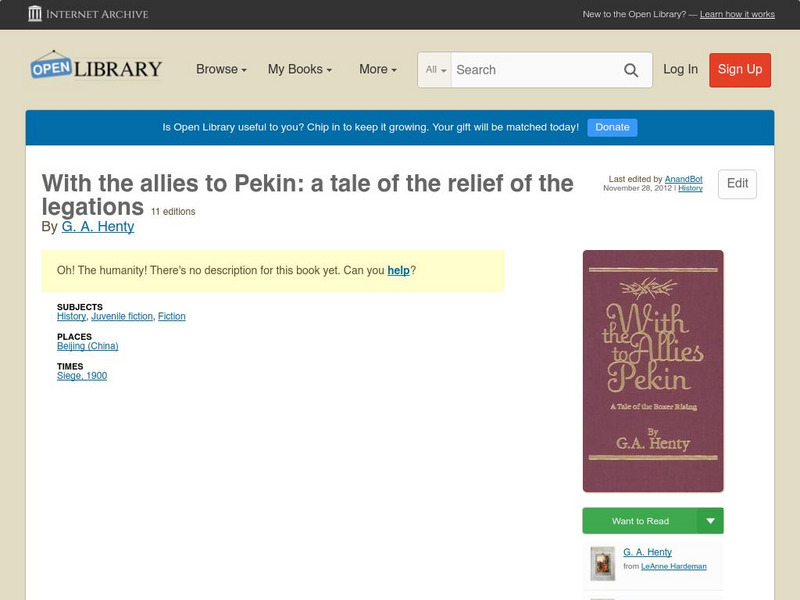 Open Library: With the Allies to Pekin: A Tale of the Relief of the Legations eBook Open Library: With the Allies to Pekin: A Tale of the Relief of the Legations eBook