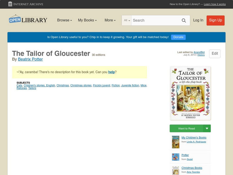 Open Library: The Tailor of Gloucester eBook