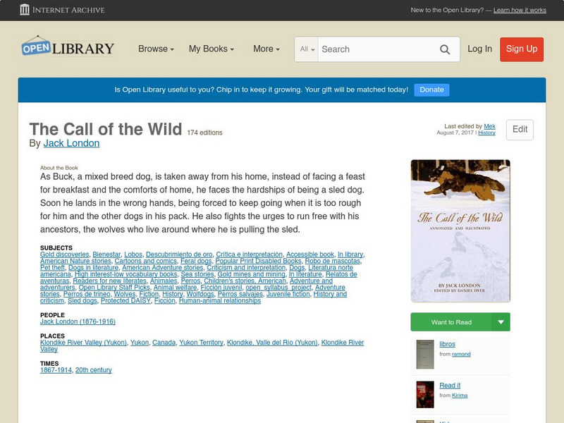 Open Library: The Call of the Wild eBook Open Library: The Call of the Wild eBook