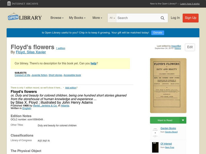 Open Library: Floyd's Flowers eBook