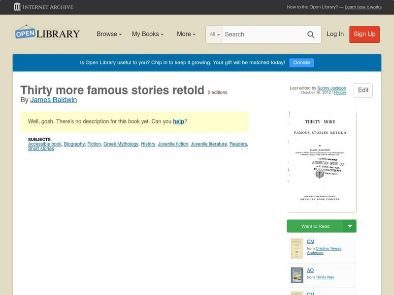 Open Library: Thirty More Famous Stories Retold eBook Open Library: Thirty More Famous Stories Retold eBook