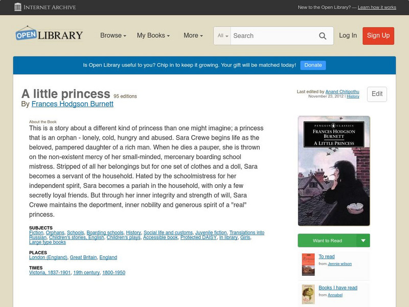 Open Library: A Little Princess eBook