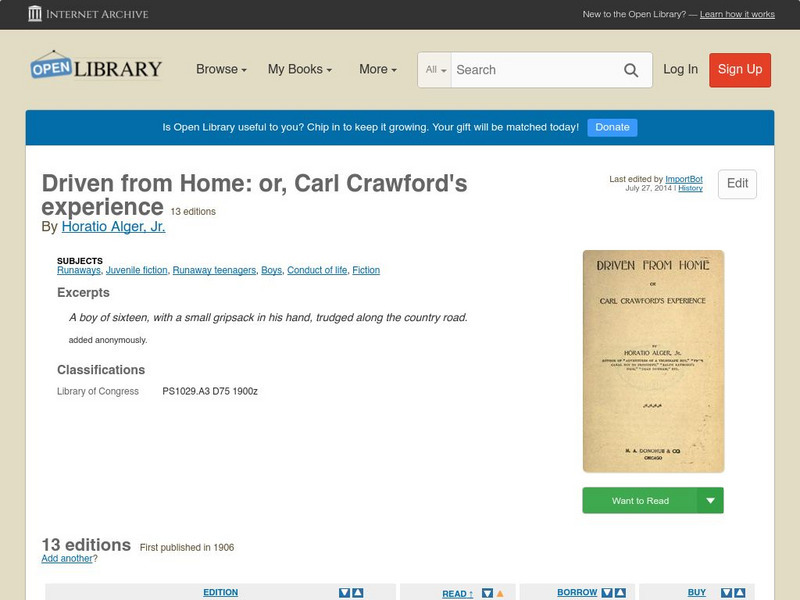 Open Library: Driven From Home: Or, Carl Crawford's Experience eBook Open Library: Driven From Home: Or, Carl Crawford's Experience eBook
