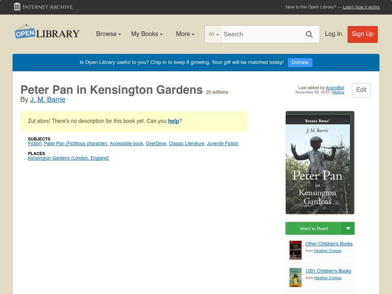 Open Library: Peter Pan in Kensington Gardens eBook