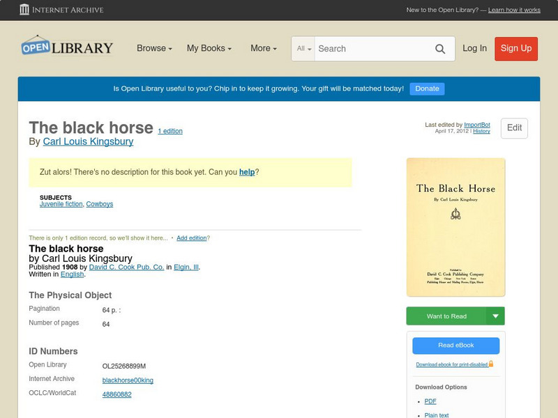 Open Library: The Black Horse eBook Open Library: The Black Horse eBook