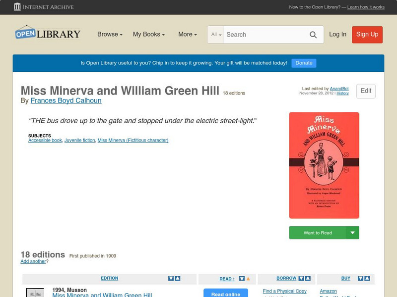 Open Library: Miss Minerva and William Green Hill eBook