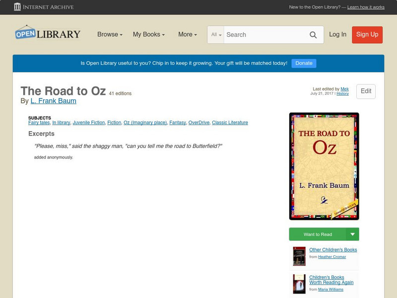 Open Library: The Road to Oz eBook