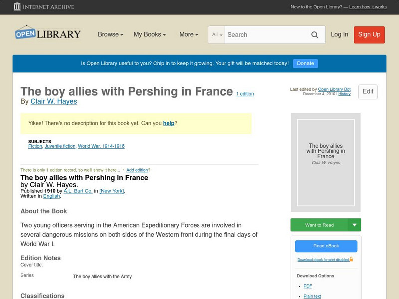 Open Library: The Boy Allies With Pershing in France eBook Open Library: The Boy Allies With Pershing in France eBook