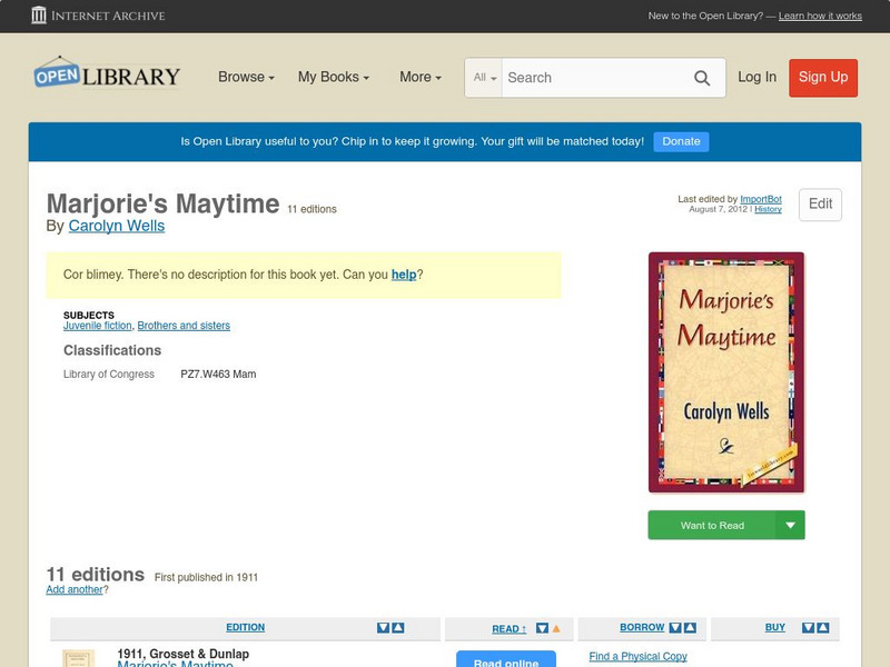 Open Library: Marjorie's Maytime eBook Open Library: Marjorie's Maytime eBook