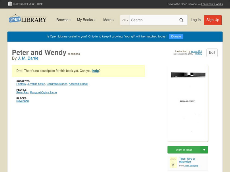Open Library: Peter and Wendy eBook Open Library: Peter and Wendy eBook