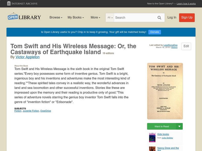 Open Library: Tom Swift and His Wireless Message eBook Open Library: Tom Swift and His Wireless Message eBook