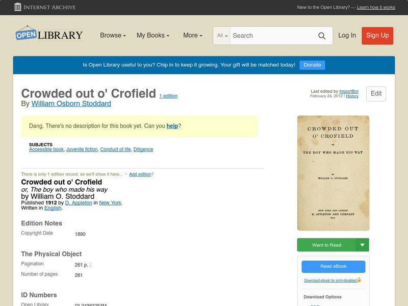 Open Library: Crowded Out O' Crofield eBook Open Library: Crowded Out O' Crofield eBook