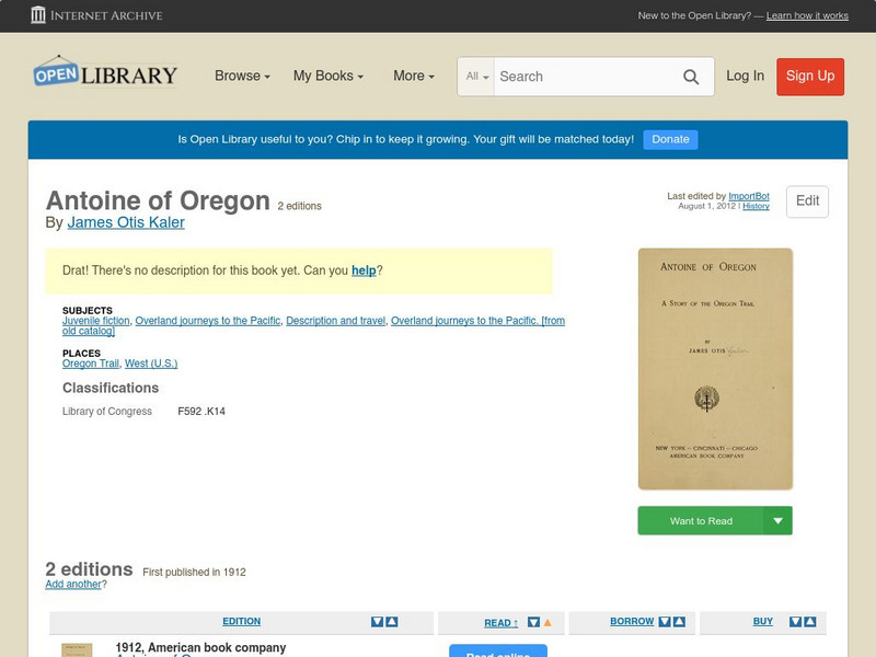 Open Library: Antoine of Oregon eBook Open Library: Antoine of Oregon eBook
