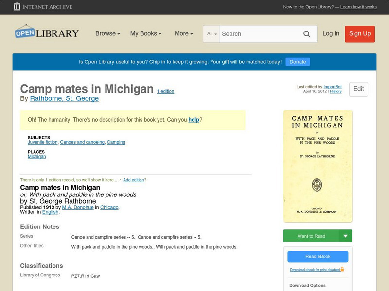 Open Library: Camp Mates in Michigan eBook Open Library: Camp Mates in Michigan eBook