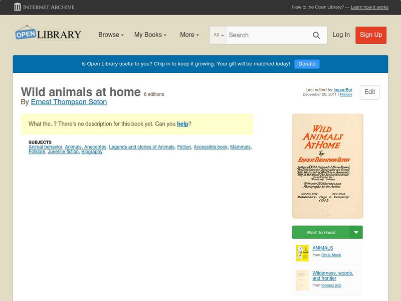 Open Library: Wild Animals at Home eBook Open Library: Wild Animals at Home eBook