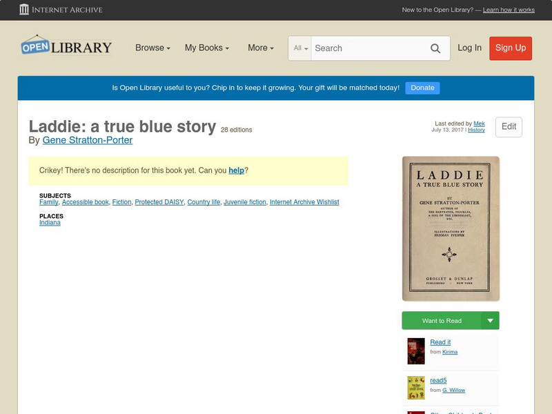Open Library: Laddie: A True Blue Story eBook Open Library: Laddie: A True Blue Story eBook