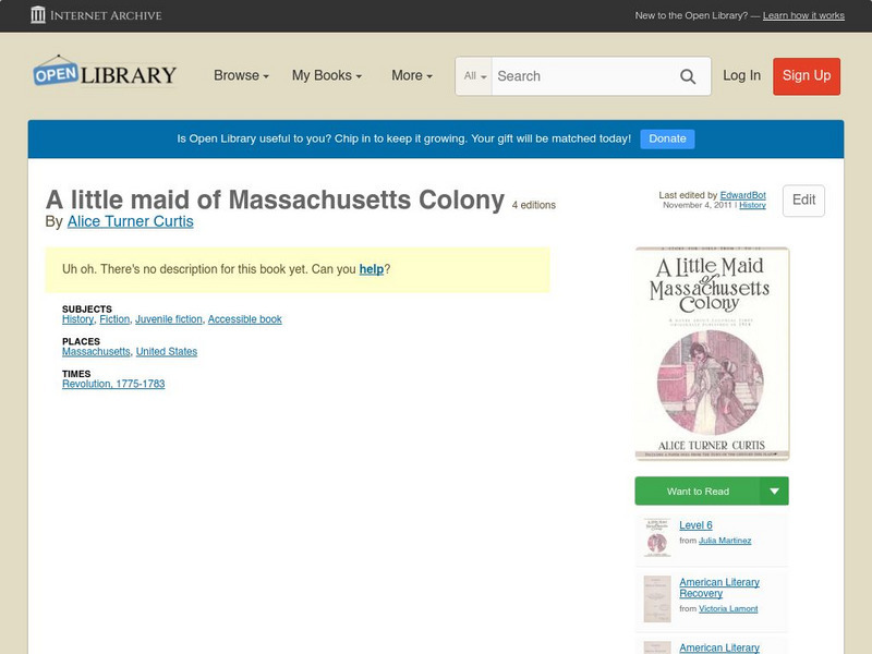 Open Library: A Little Maid of Massachusetts Colony eBook Open Library: A Little Maid of Massachusetts Colony eBook
