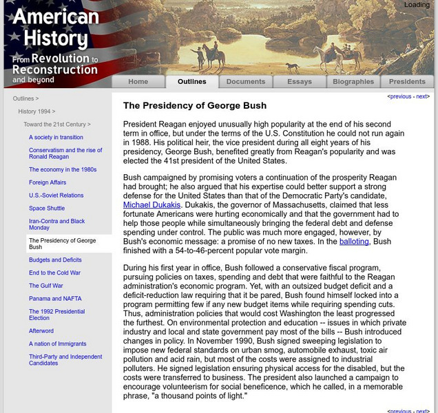 American History: Outlines: The Presidency of George Bush Website American History: Outlines: The Presidency of George Bush Website