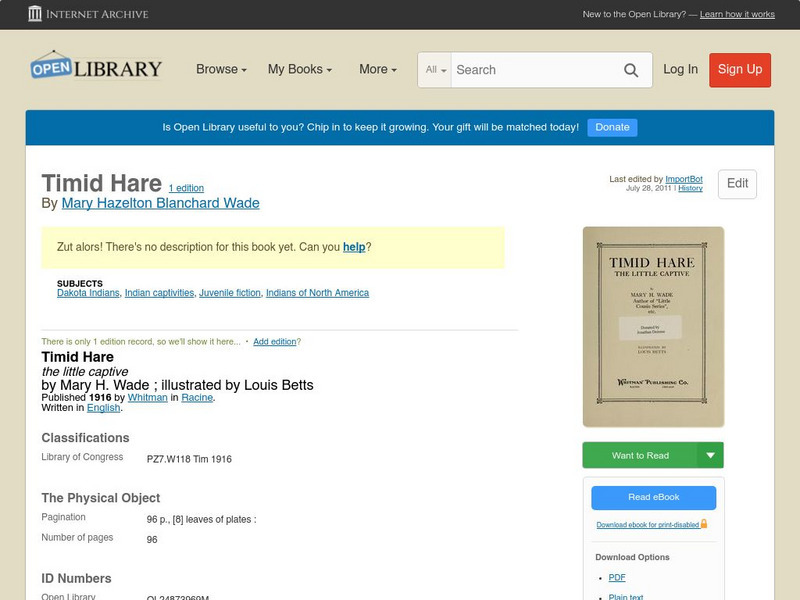 Open Library: Timid Hare eBook Open Library: Timid Hare eBook