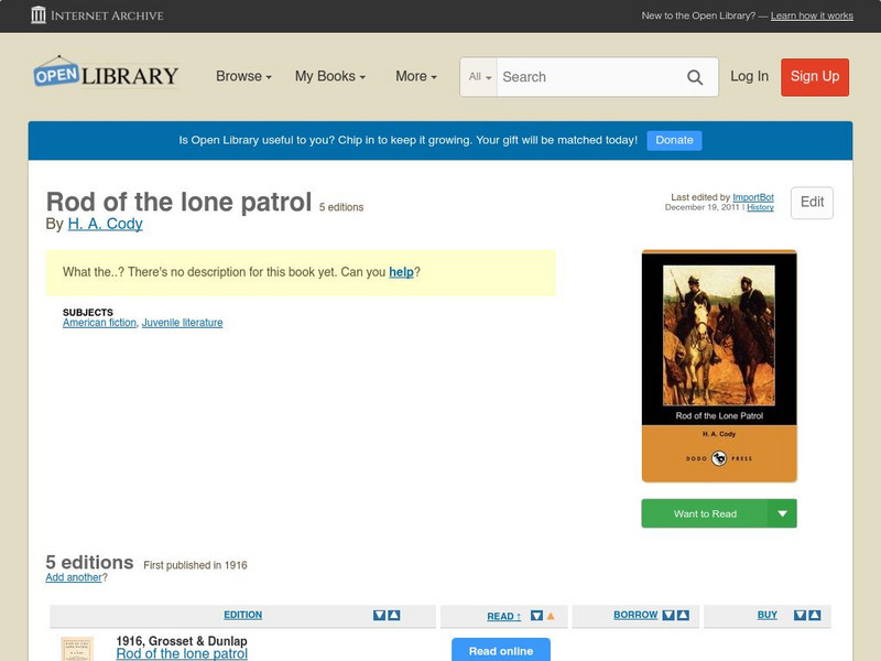 Open Library: Rod of the Lone Patrol eBook Open Library: Rod of the Lone Patrol eBook