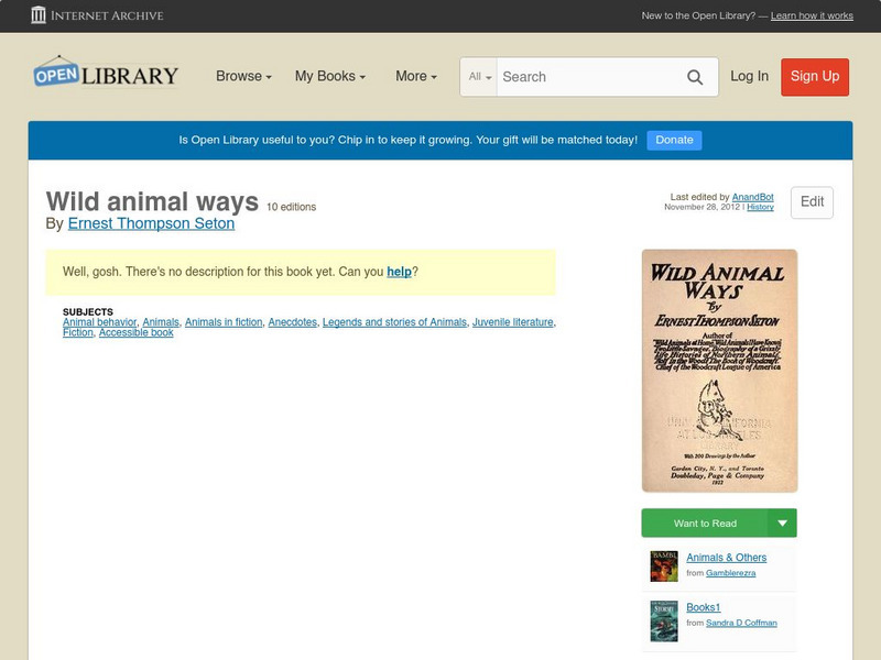 Open Library: Wild Animal Ways eBook Open Library: Wild Animal Ways eBook