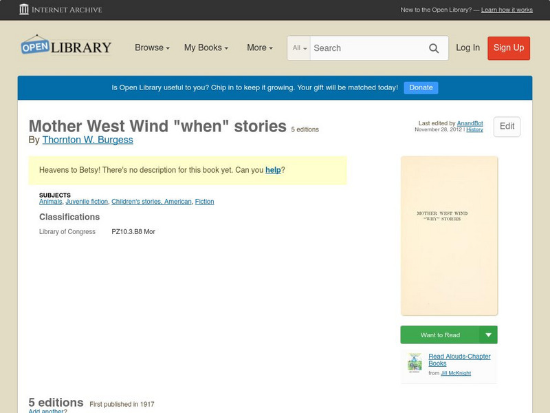 Open Library: Mother West Wind "When" Stories eBook