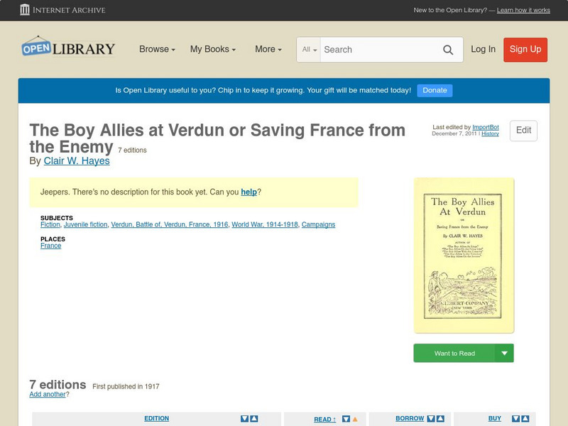 Open Library: The Boy Allies at Verdun or Saving France From the Enemy eBook Open Library: The Boy Allies at Verdun or Saving France From the Enemy eBook