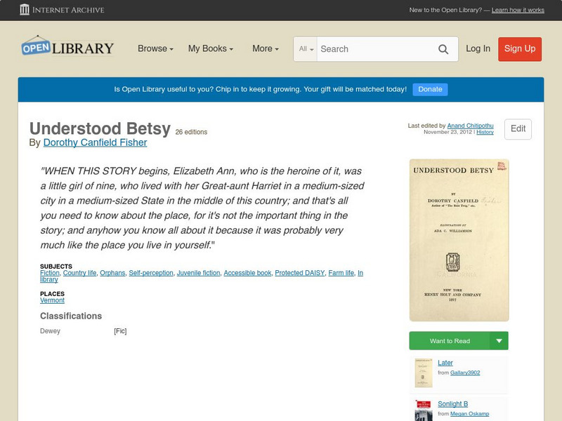 Open Library: Understood Betsy eBook