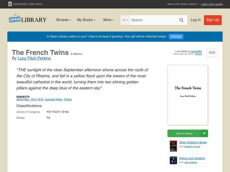 Open Library: The French Twins eBook