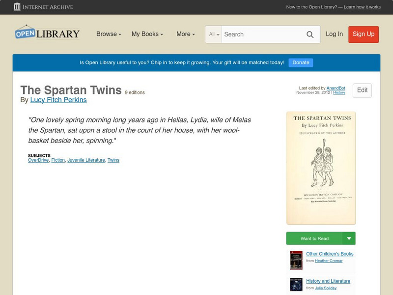 Open Library: The Spartan Twins eBook