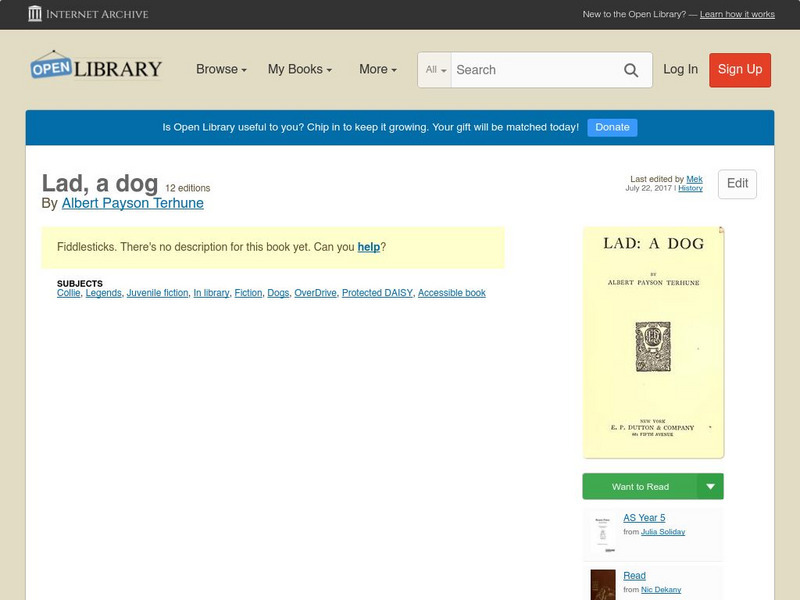 Open Library: Lad, a Dog eBook Open Library: Lad, a Dog eBook