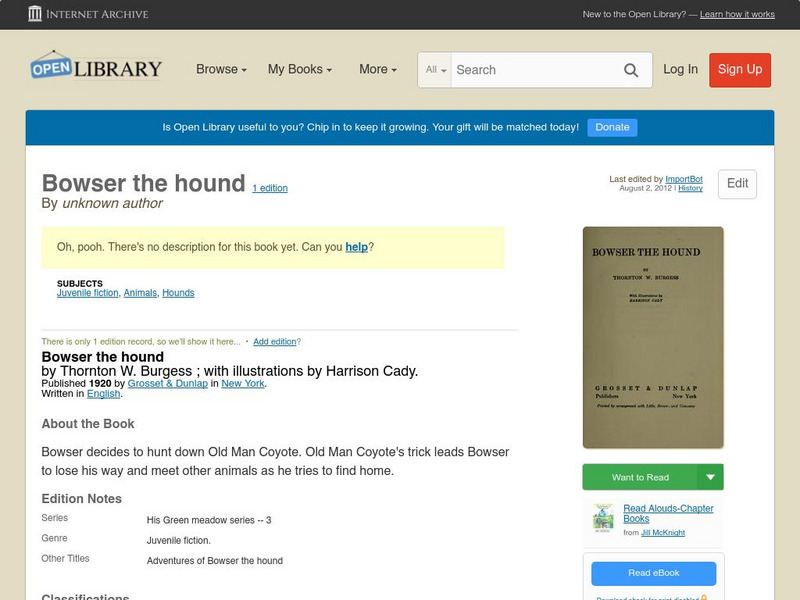 Open Library: Bowser the Hound eBook Open Library: Bowser the Hound eBook