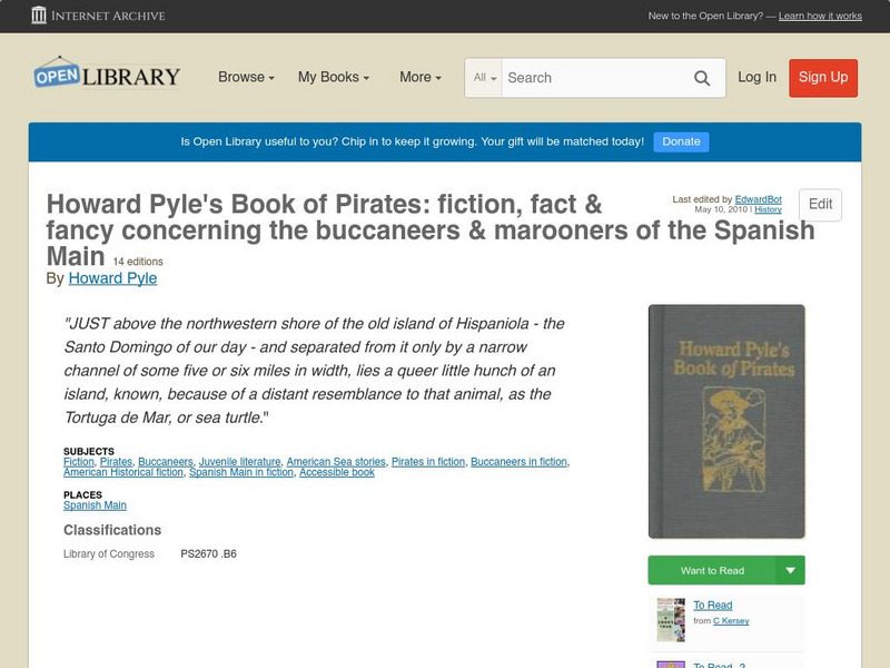 Open Library: Howard Pyle's Book of Pirates eBook