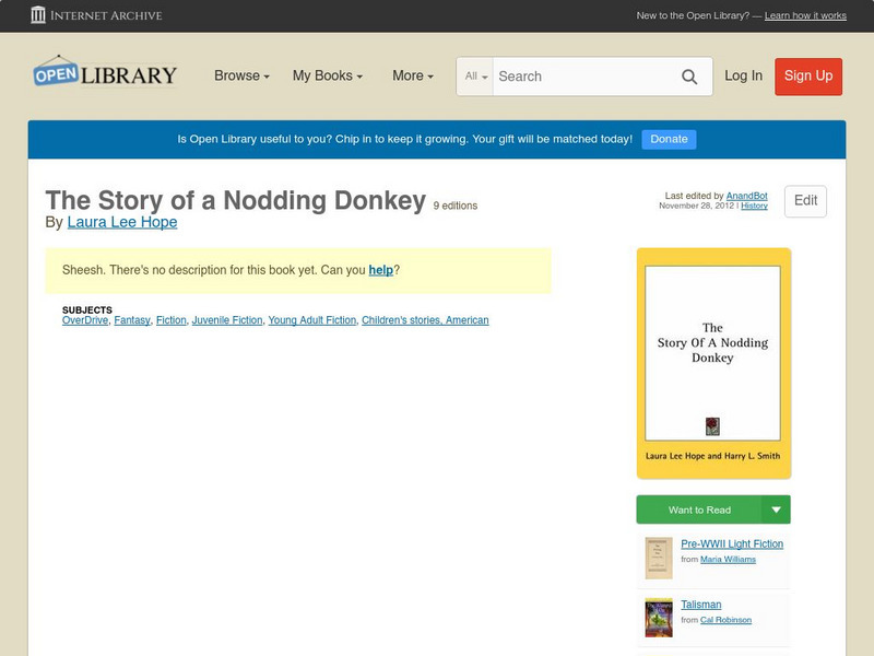 Open Library: The Story of a Nodding Donkey by Laura Lee Hope Primary Open Library: The Story of a Nodding Donkey by Laura Lee Hope Primary
