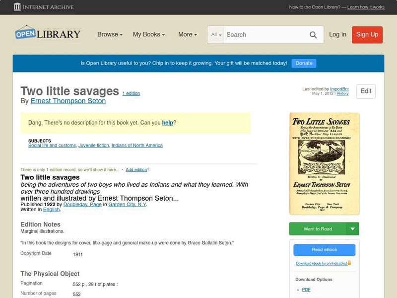 Open Library: Two Little Savages eBook
