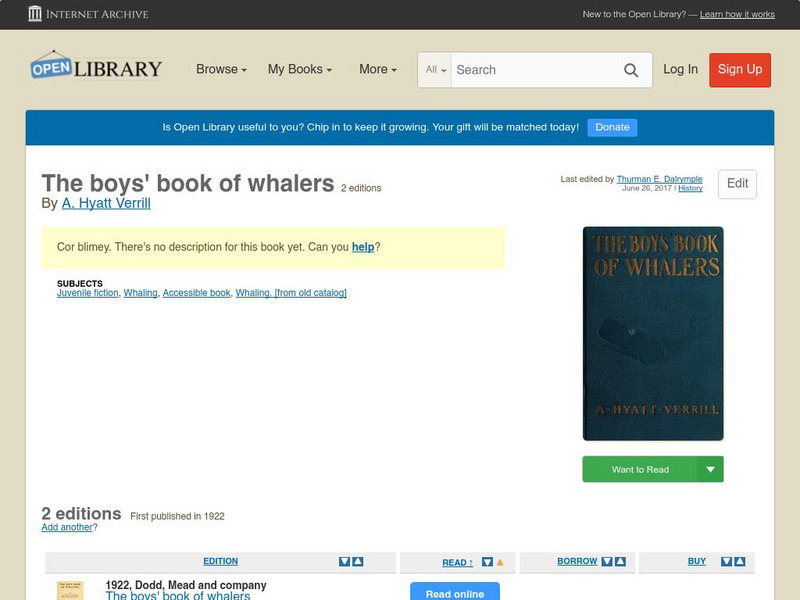 Open Library: The Boys' Book of Whalers eBook