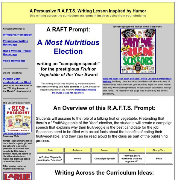 Writing Fix: A Most Nutritious Election Lesson Plan Writing Fix: A Most Nutritious Election Lesson Plan