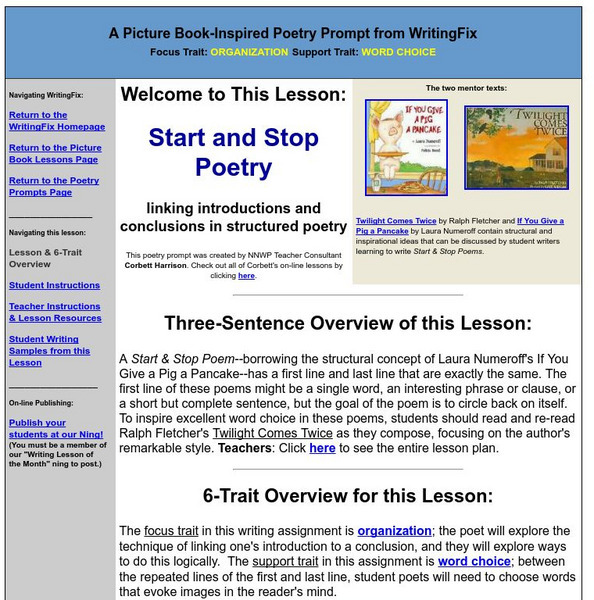 Writing Fix: Start and Stop Poetry Lesson Plan Writing Fix: Start and Stop Poetry Lesson Plan