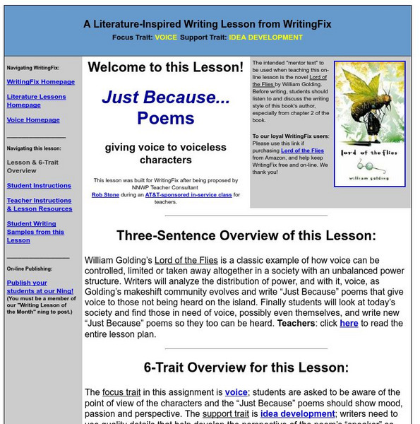 Writing Fix: Just Because Poems Lesson Plan Writing Fix: Just Because Poems Lesson Plan
