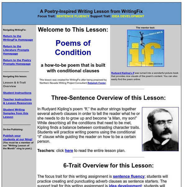 Writing Fix: Poems of Condition Lesson Plan Writing Fix: Poems of Condition Lesson Plan
