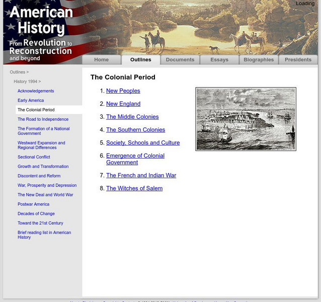 American History: Outlines: The Colonial Period Activity American History: Outlines: The Colonial Period Activity