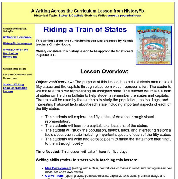 Writing Fix: Riding a Train of States Lesson Plan Writing Fix: Riding a Train of States Lesson Plan
