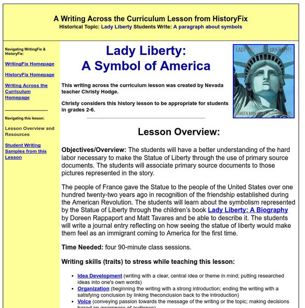 Writing Fix: Lady Liberty: A Symbol of America Lesson Plan Writing Fix: Lady Liberty: A Symbol of America Lesson Plan