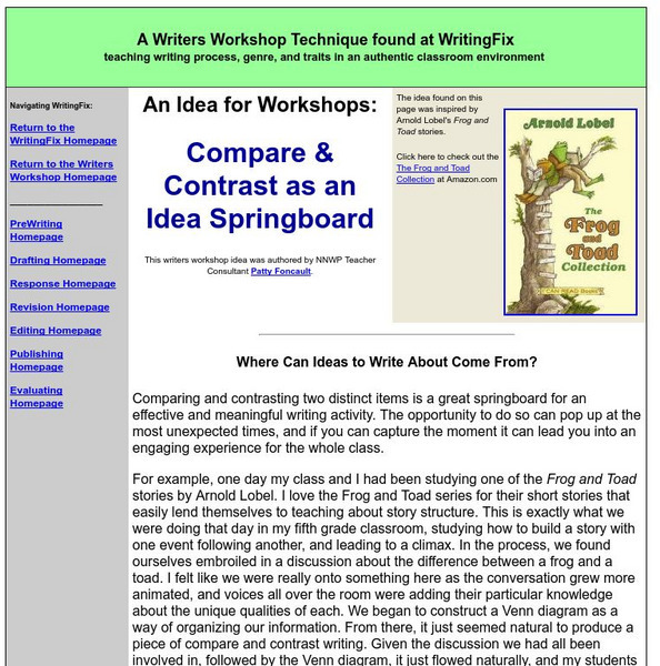 Writing Fix: Compare & Contrast as an Idea Springboard Lesson Plan for ...