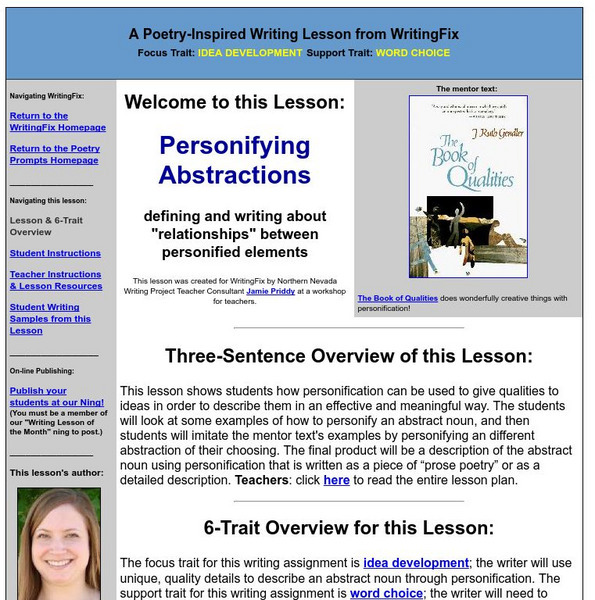 Writing Fix: Personifying Abstractions Activity Writing Fix: Personifying Abstractions Activity