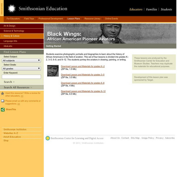 Smithsonian Education: Lesson Plan: Black Wings: American Pioneer Aviators Lesson Plan Smithsonian Education: Lesson Plan: Black Wings: American Pioneer Aviators Lesson Plan
