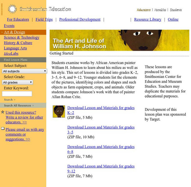 Smithsonian Education: The Art and Life of William H. Johnson Lesson Plan Smithsonian Education: The Art and Life of William H. Johnson Lesson Plan