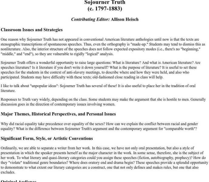 Houghton Mifflin College: Sojourner Truth Unit Plan Houghton Mifflin College: Sojourner Truth Unit Plan