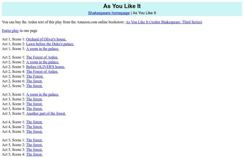 Mit: The Complete Works of William Shakespeare: "As You Like It" eBook Mit: The Complete Works of William Shakespeare: "As You Like It" eBook